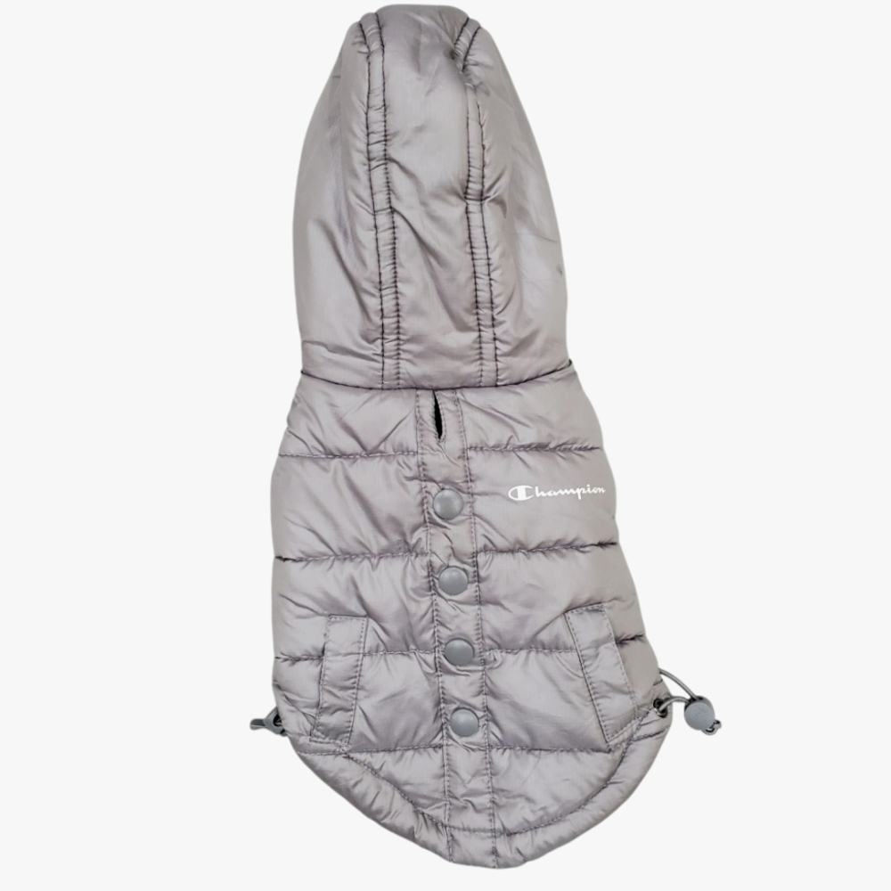 Champion Pet Packable Puffer jacket XS gray hooded small dog